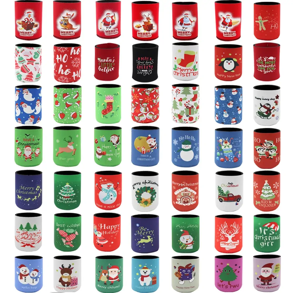 6x Christmas Stubby Stubbie Holders Beer Bottle Drink Can Cooler Santa Reindeer, B Price
