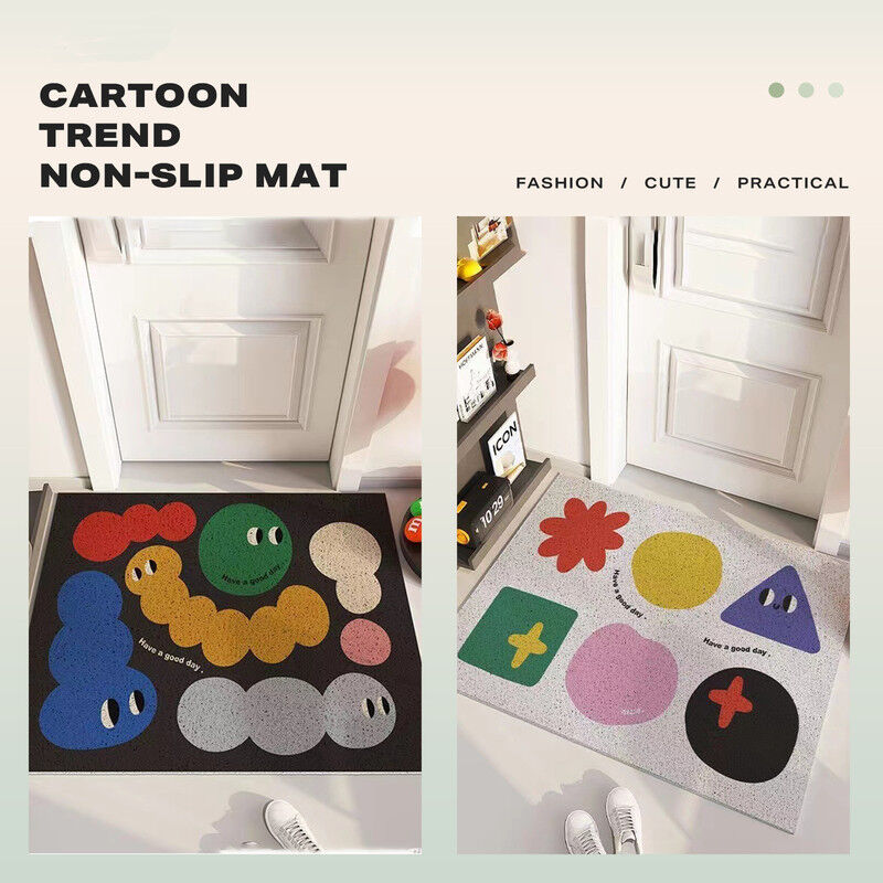 Cartoon door entry anti-slip rug scraping mud rubbing soil pvc wire ring floor mat Price