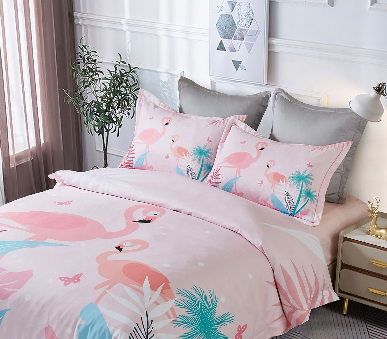 Flamingo Kids Quilt Cover Set - Single Size Price