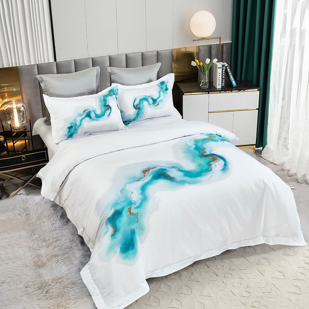 Ocean Marble Quilt Cover Set - Super King Size Price