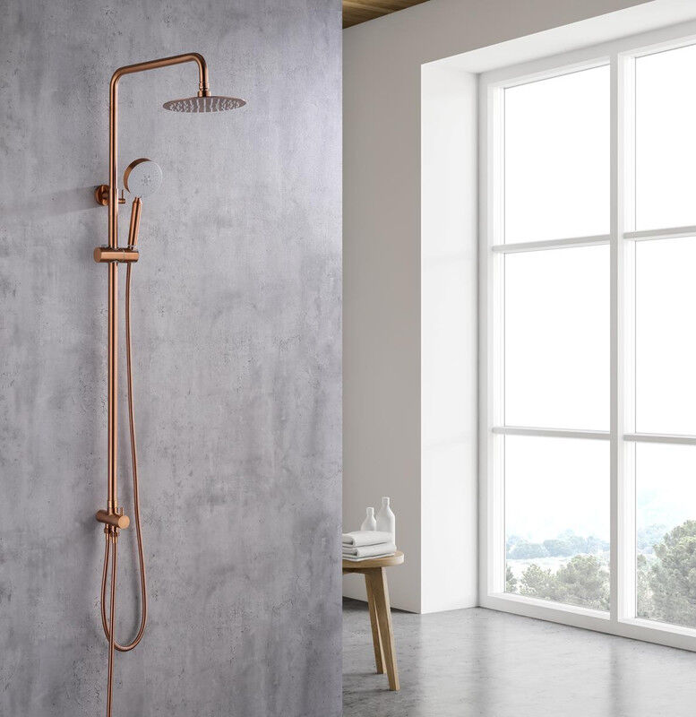 2023 Brushed Rose Gold Copper Solid Stainless Steel 304 made shower set w diverter 200 mm head sprayer hand held head Price