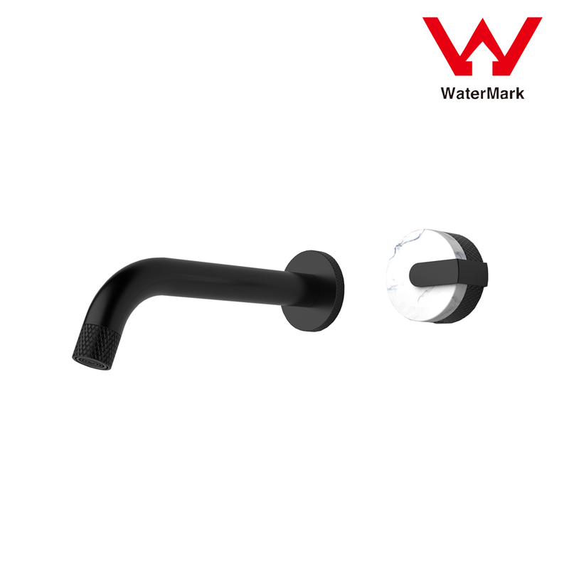 2021 New Marble Stone handle matte black wall taps 1/4 turn matte black pattern Price