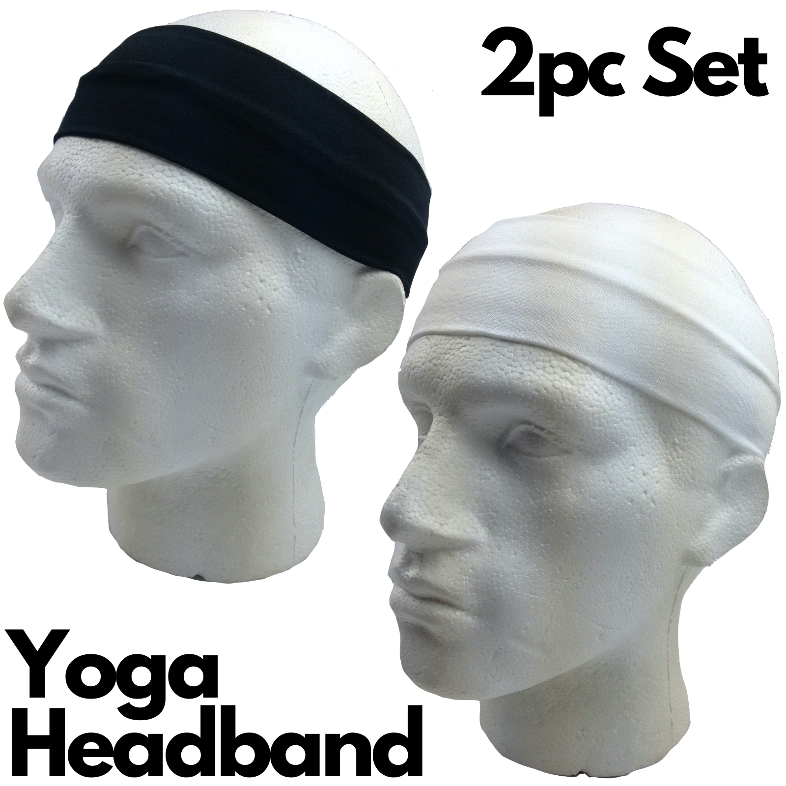 2pc Set Plain Headband Elastic Stretch Sports Yoga Hair Band Unisex Wide Wrap Price