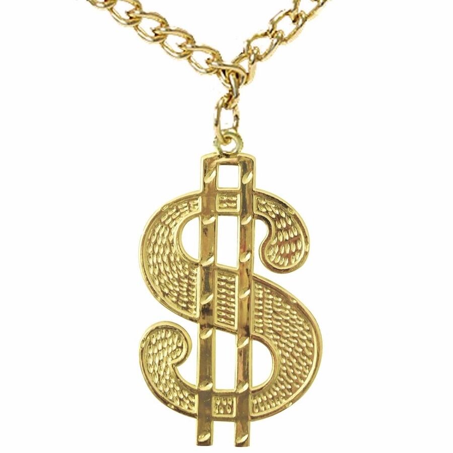 10cm Big Daddy Gold Chain Chunky Necklace Rapper 90s Hip Hop Fake $ Dollar Sign Price