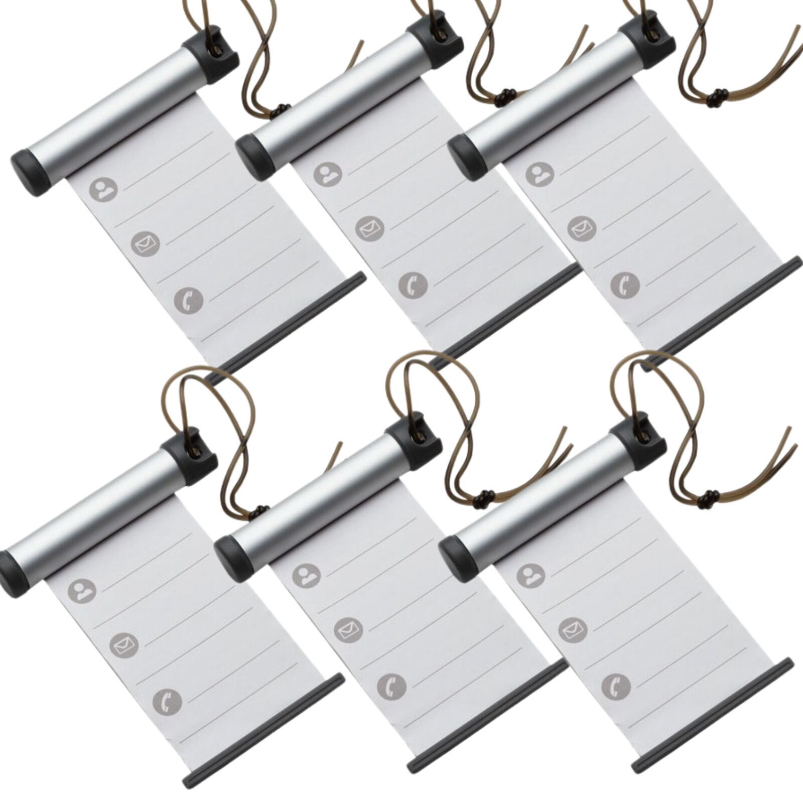 6x Funky Luggage Cylinder Tag Rollout Label for Address Details - Silver/Grey Price