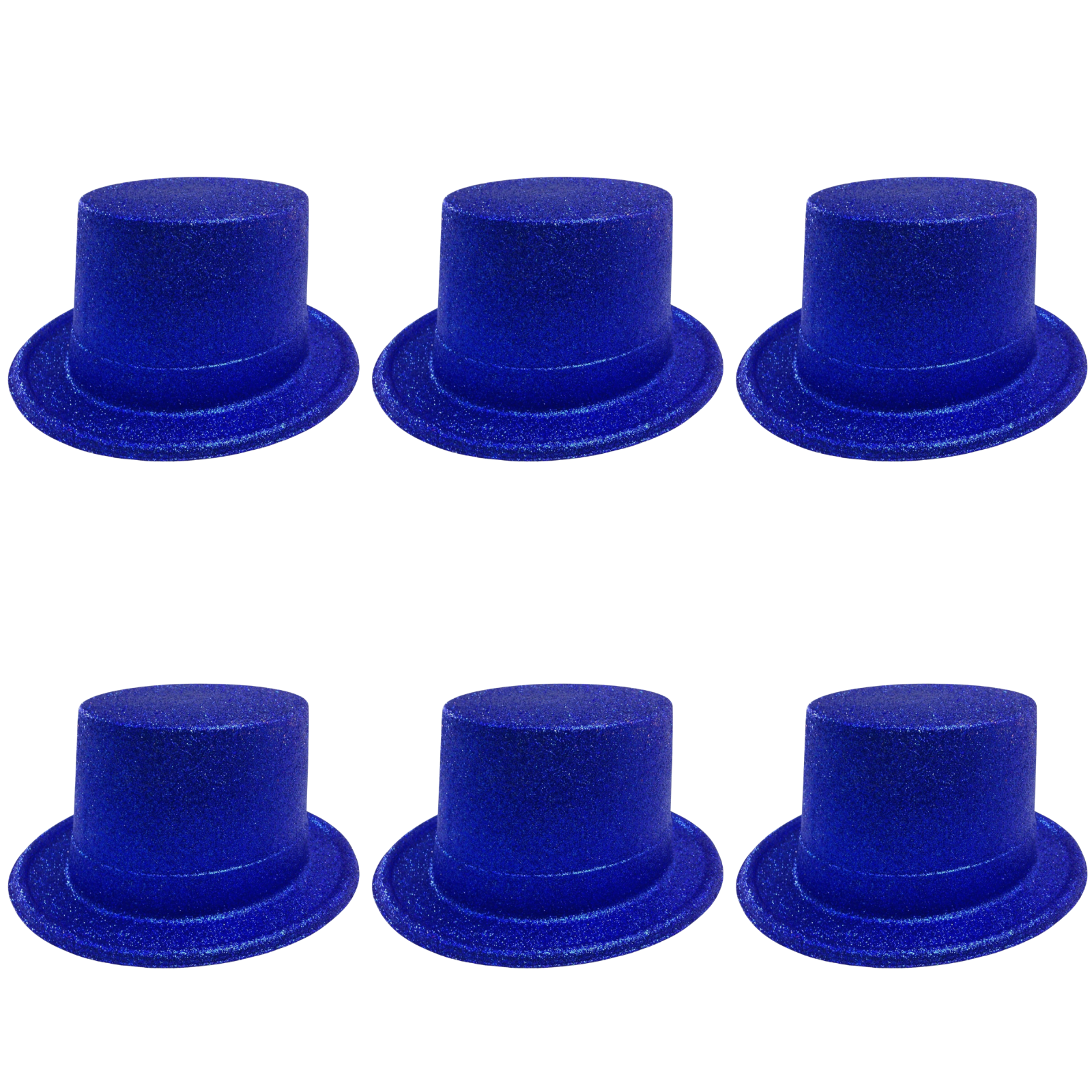 6x Glitter Top Hat Fancy Party Plastic Costume Tall Cap Fun Bulk - Blue Price