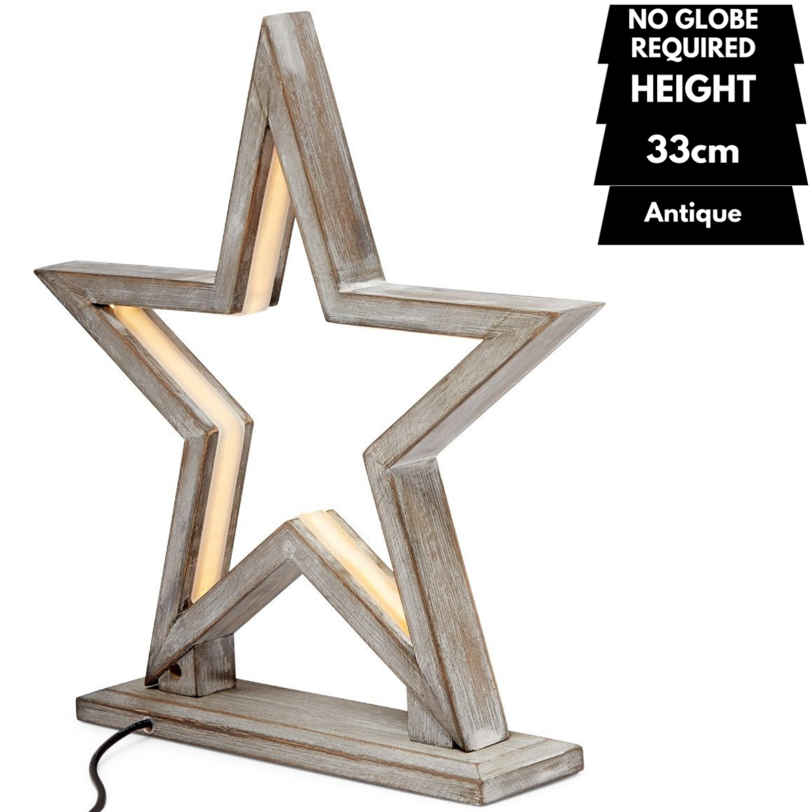 33cm Bamboo Star LED Table Lamp Light Modern Bedside - Antique Timber Price