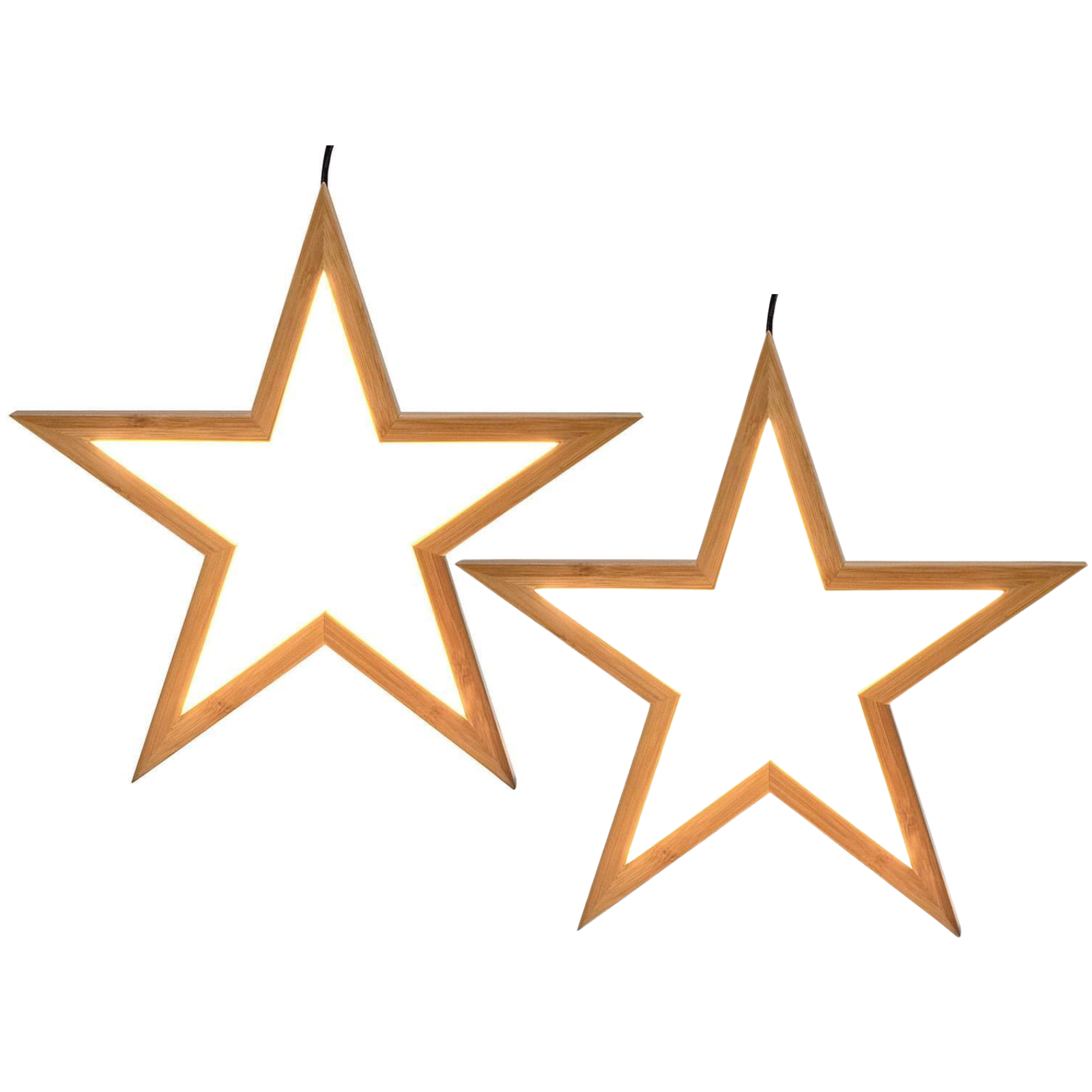 2x Large Bamboo Star LED Hanging Lamp Light Home Decor Lighting - Natural Price