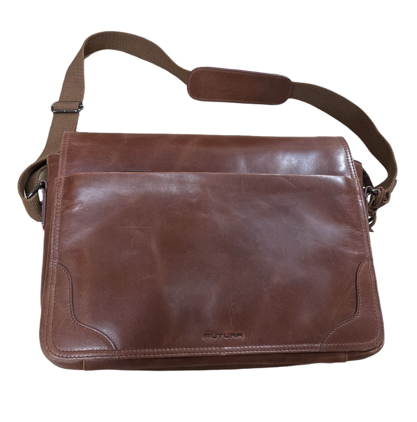 Futura Laptop Messenger Sling Bag Travel Computer Business Genuine Leather - Brown Price