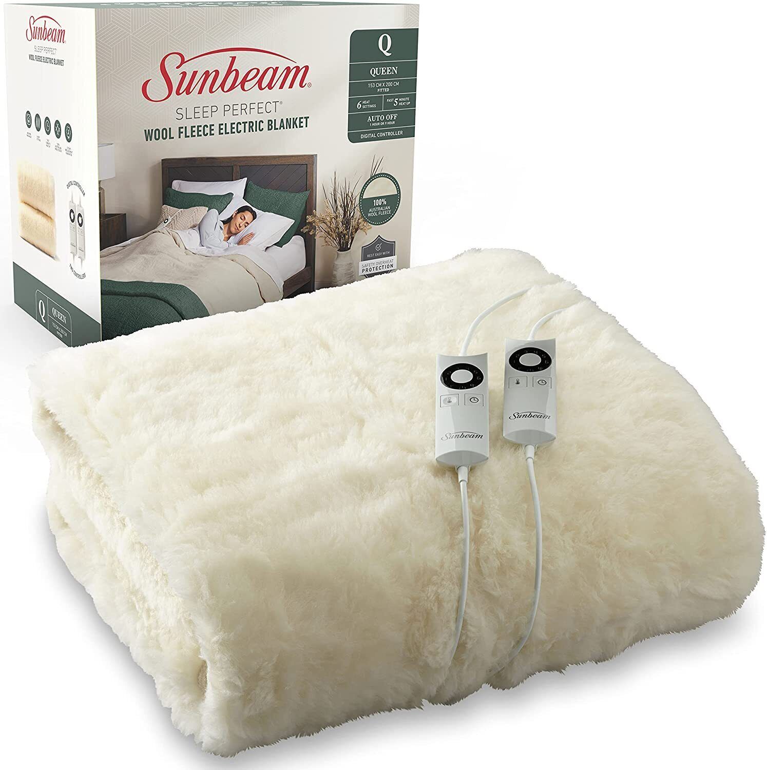 Sunbeam Sleep Perfect Wool Fleece Heated Soft Washable Blanket - King Price