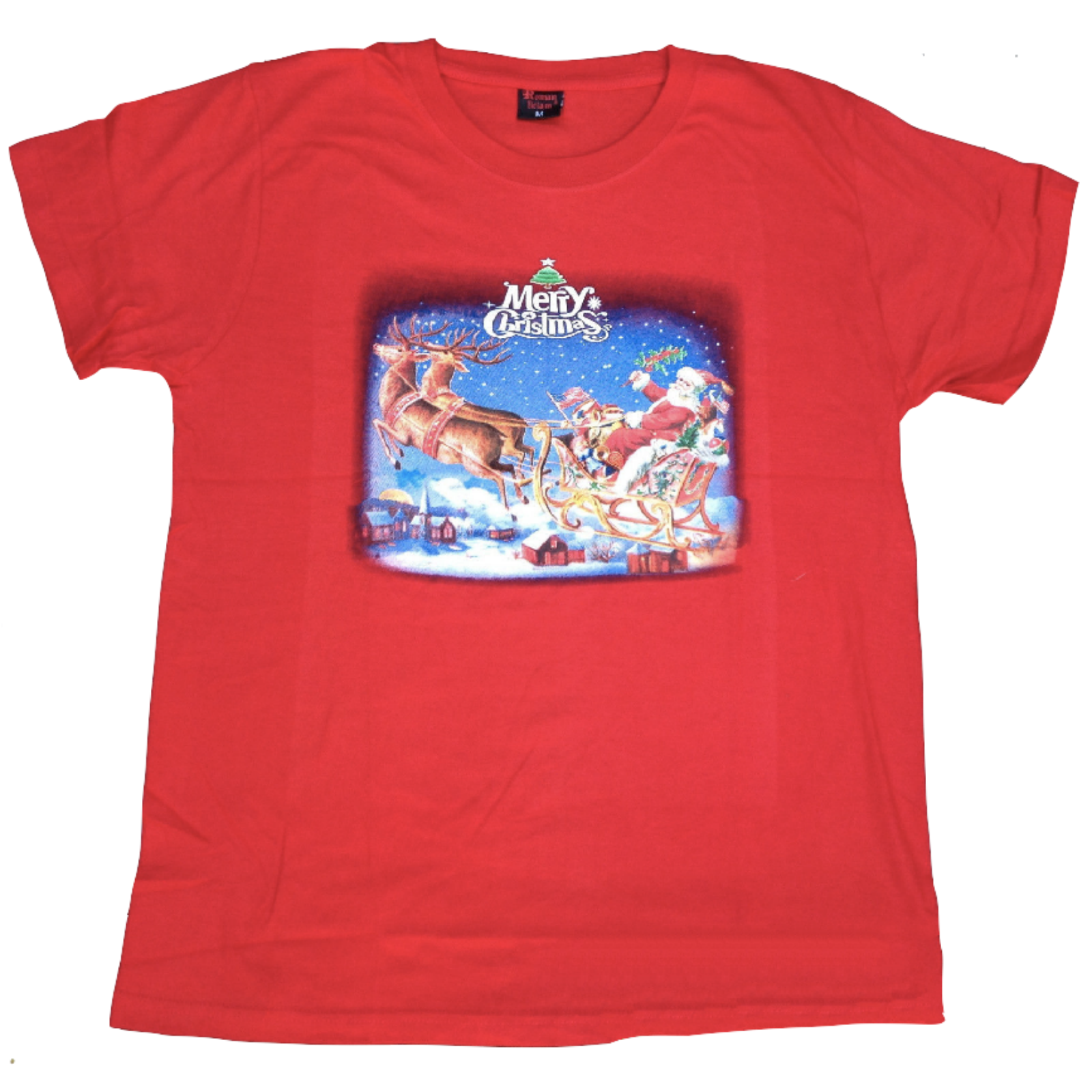 100% Cotton Adult Christmas T Shirt Xmas Top Santa Red White Party Costume - Red - M Price