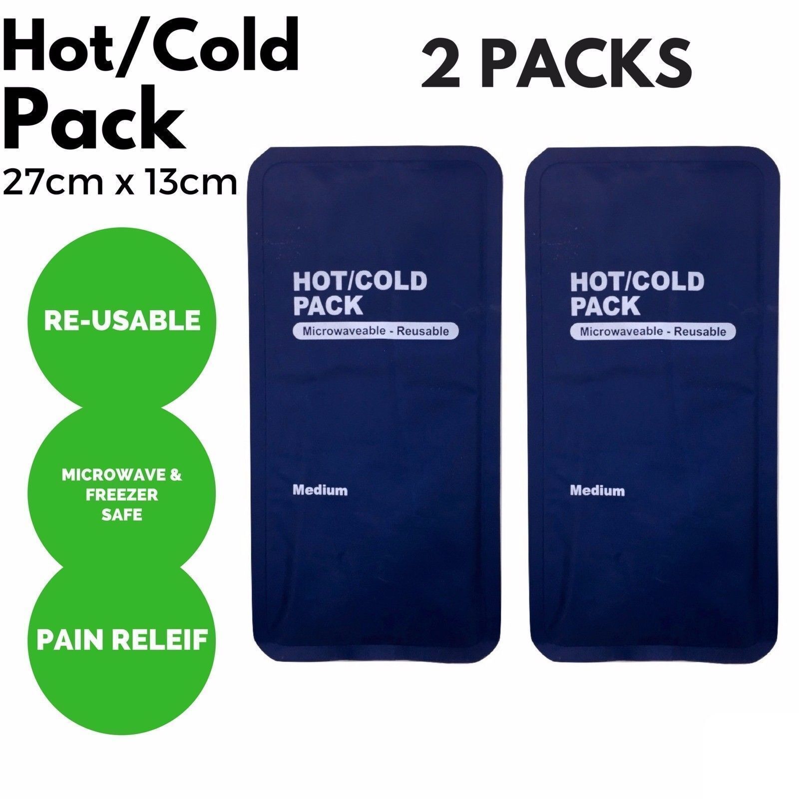 2x HOT COLD PACK First Aid Reusable Ice Heat Gel Packs Microwaveable Relief Price