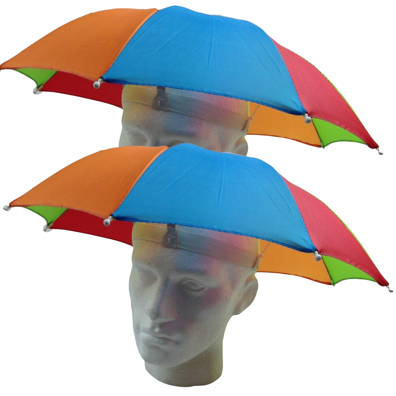 2x RAINBOW UMBRELLA HAT Rain Beach Sun Rain Cap Costume Camping Fishing Hunting Price