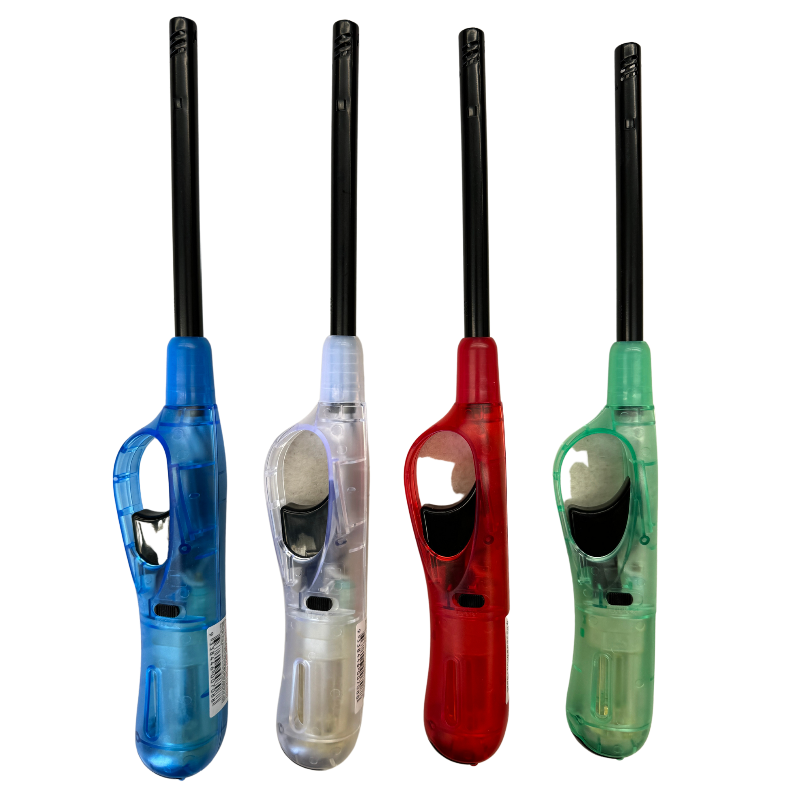 1x Clear Long Gas Lighter for BBQ Kitchen Cigarette w/ Safety Lock - Assorted Colours Price
