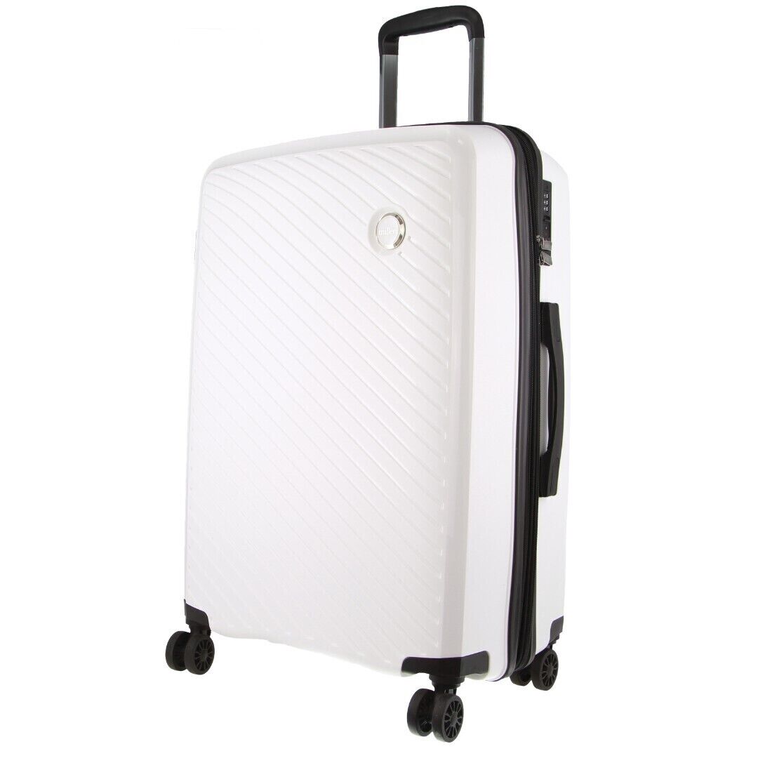 Monaco Checked Luggage Bag Travel Carry On Suitcase 65cm (82.5L) - White Price