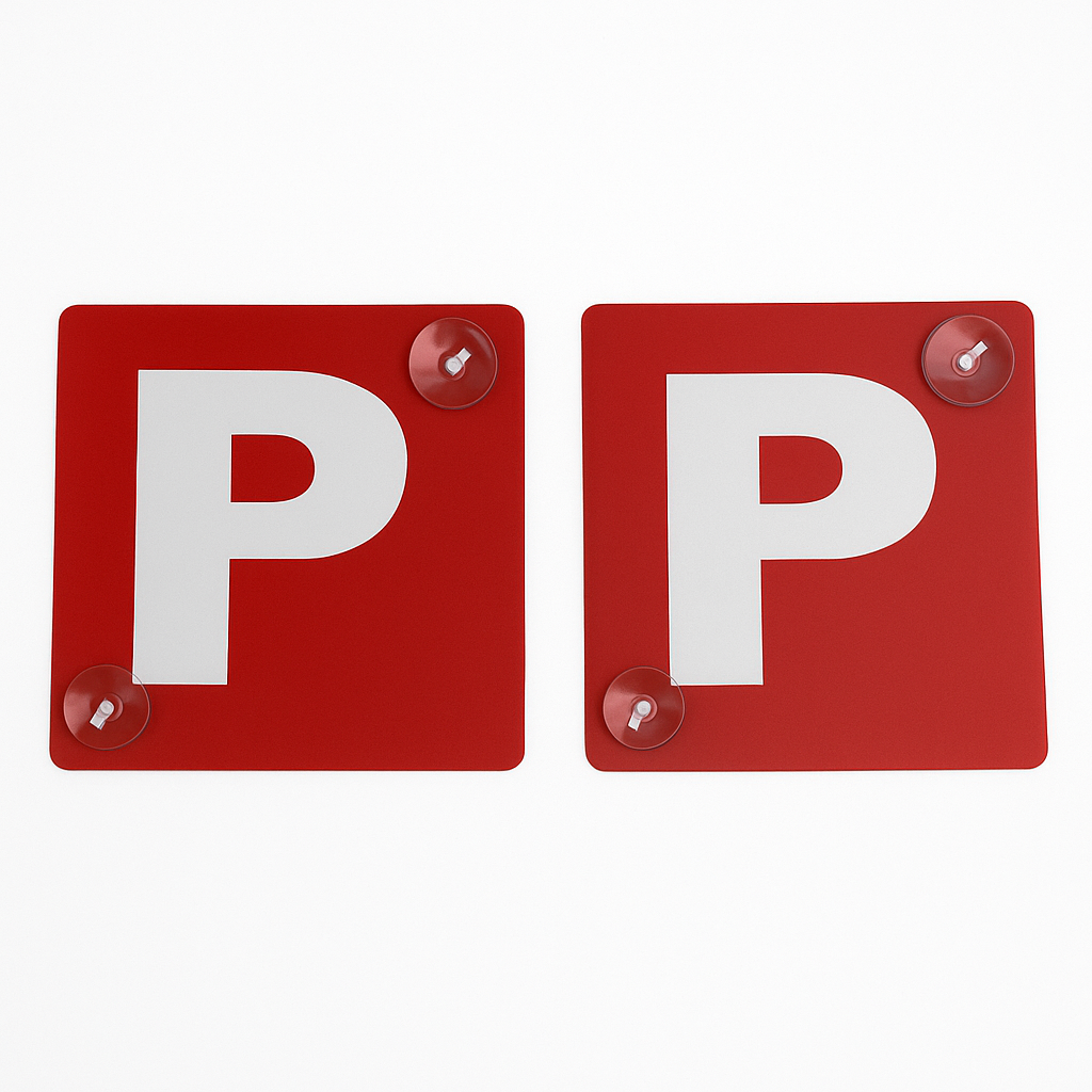 2x RED P PLATES Stay-Put Suction Disks Probationary Car Window Signs NSW Price