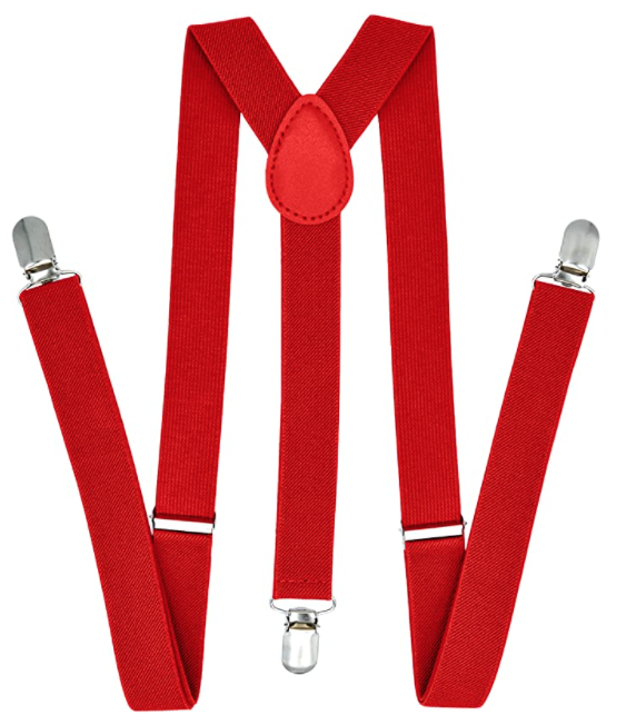 35mm WIDE SUSPENDERS Mens Adjustable Braces Clip On Trouser Elastic Y-Back - Red Price