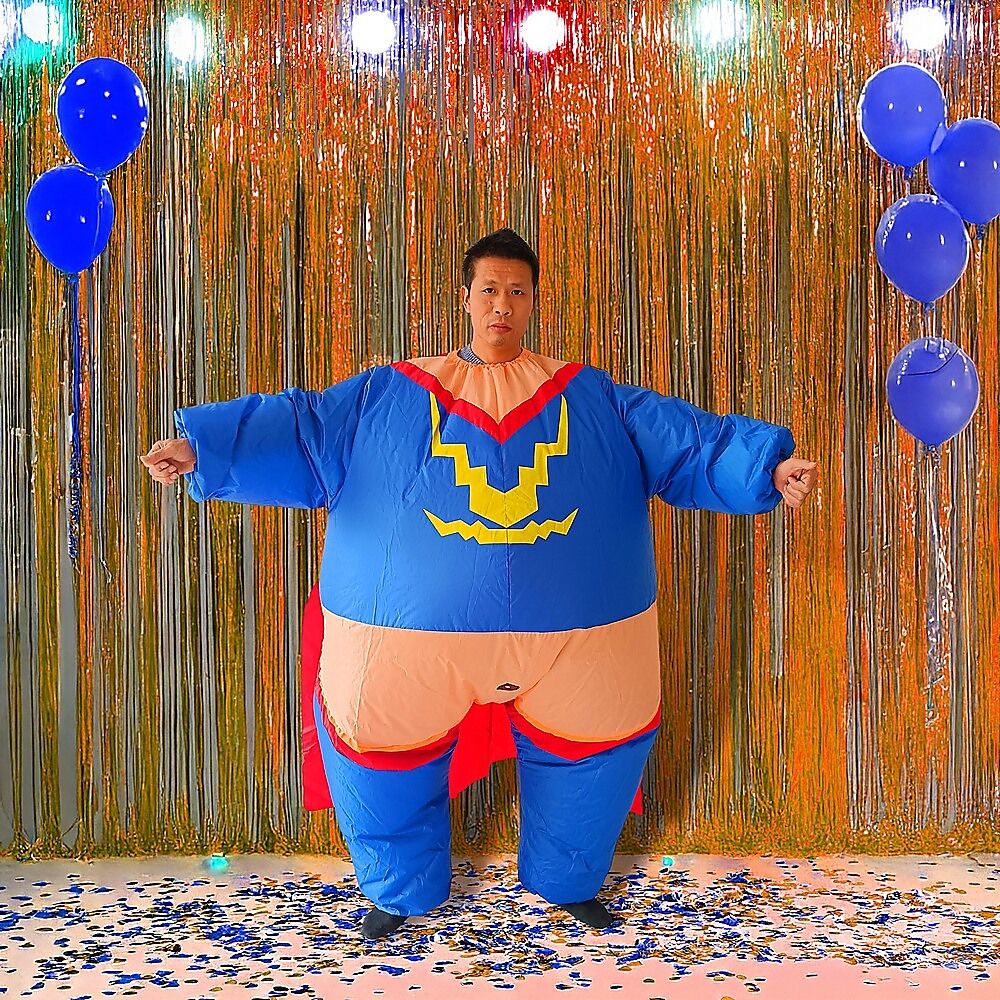 Super Hero Fancy Dress Inflatable Suit - Fan Operated Costume Price