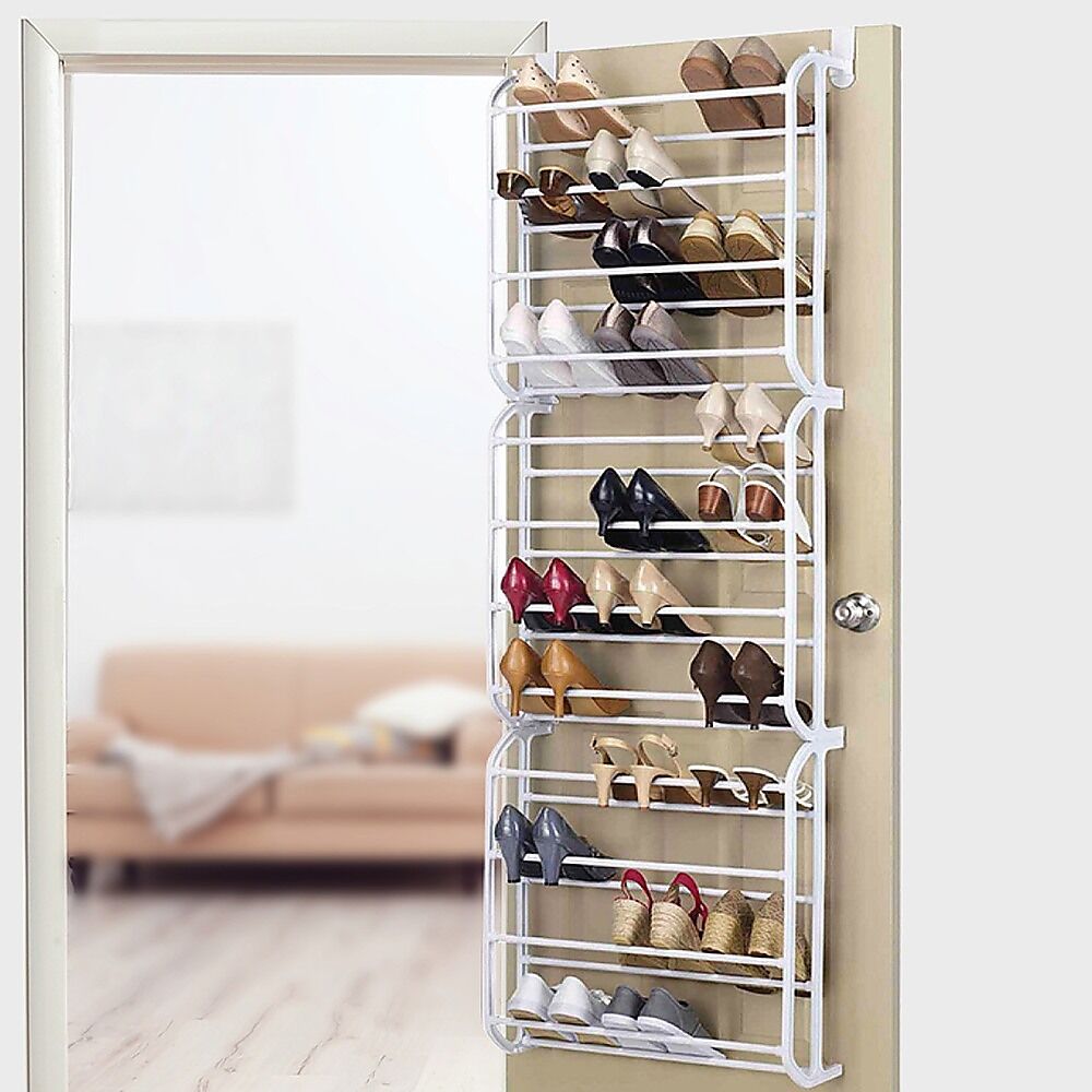 36 Pair Shoe Holder Organiser Over The Door Hanging Shelf Rack Storage Hook Price