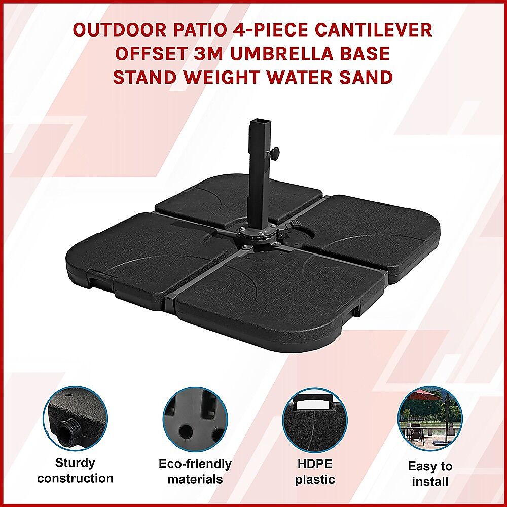 Outdoor Patio 4-Piece Cantilever Offset 3M Umbrella Base Stand Weight Water Sand Price