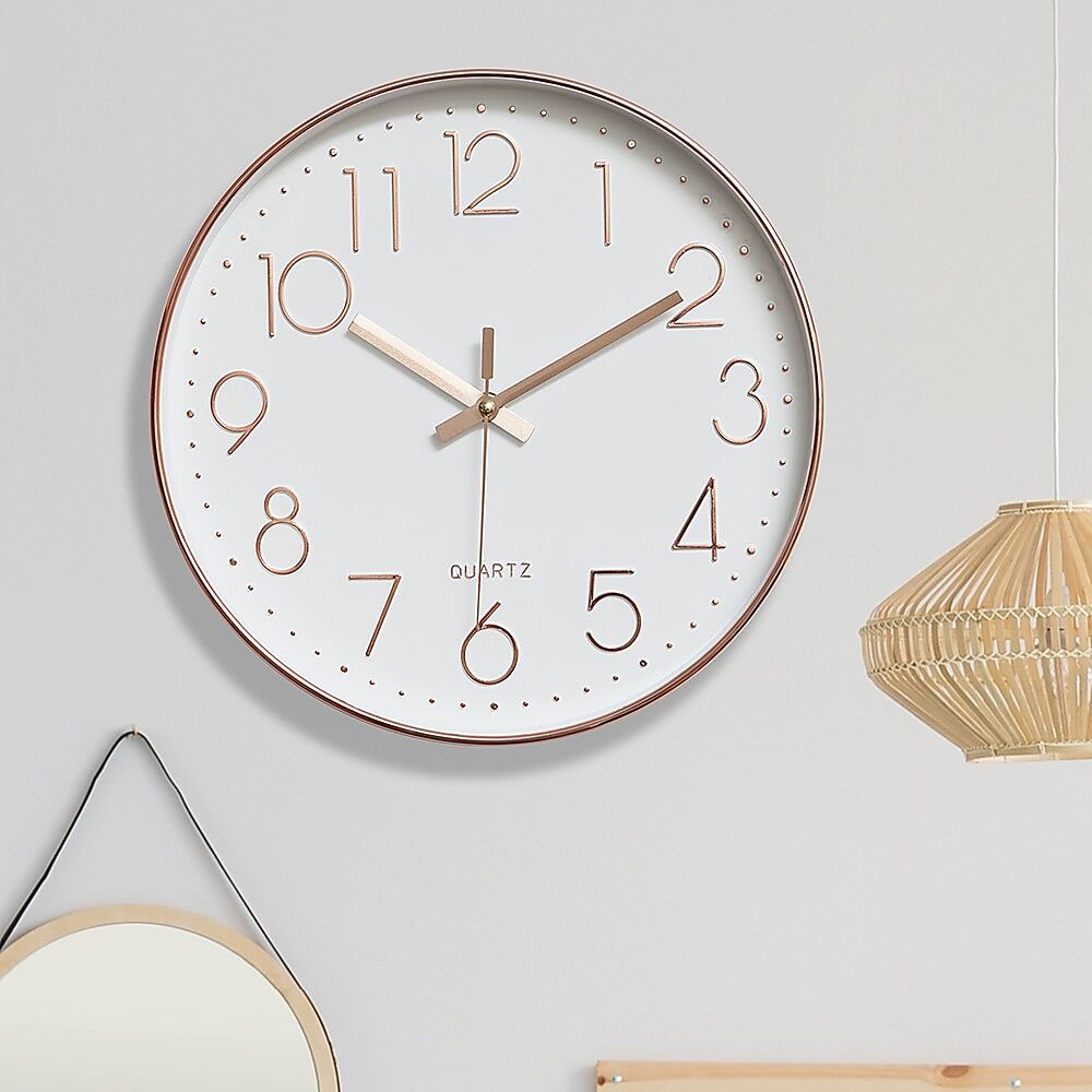 Modern Wall Clock Silent Non-Ticking Quartz Battery Operated Rose Gold Price