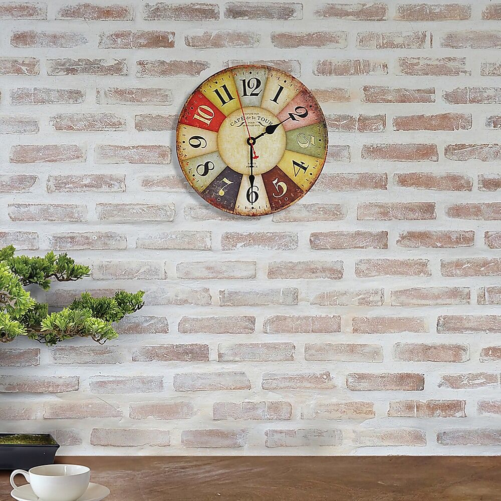Large Colourful Wall Clock Kitchen Office Retro Timepiece Price