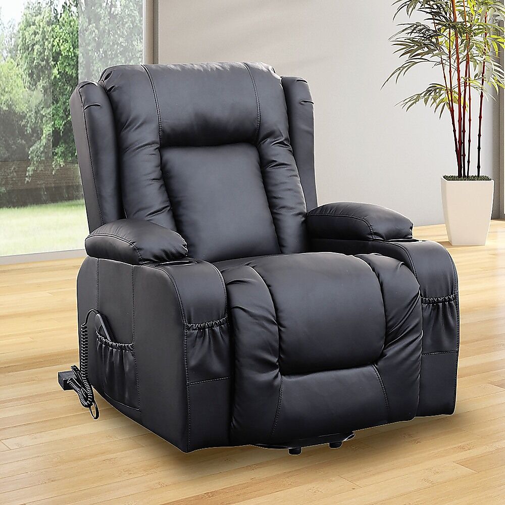 Recliner Chair Electric Massage Chair Lift Heated Leather Lounge Sofa Black Price