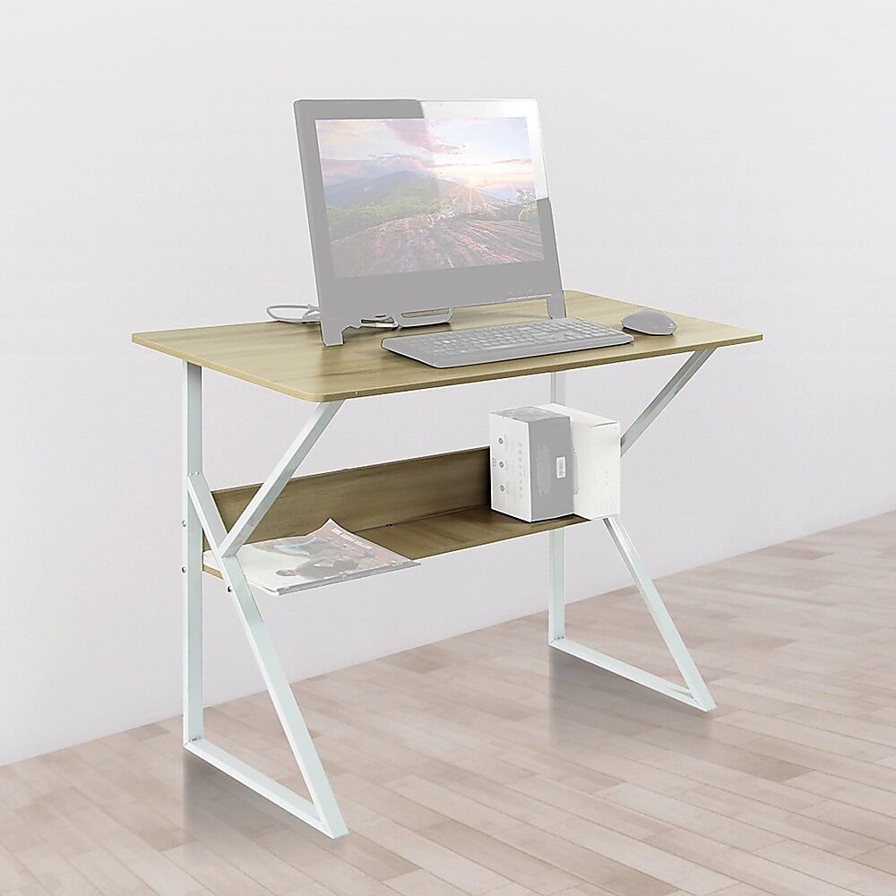 Wood & Metal Computer Desk with Shelf Home Office Furniture Price