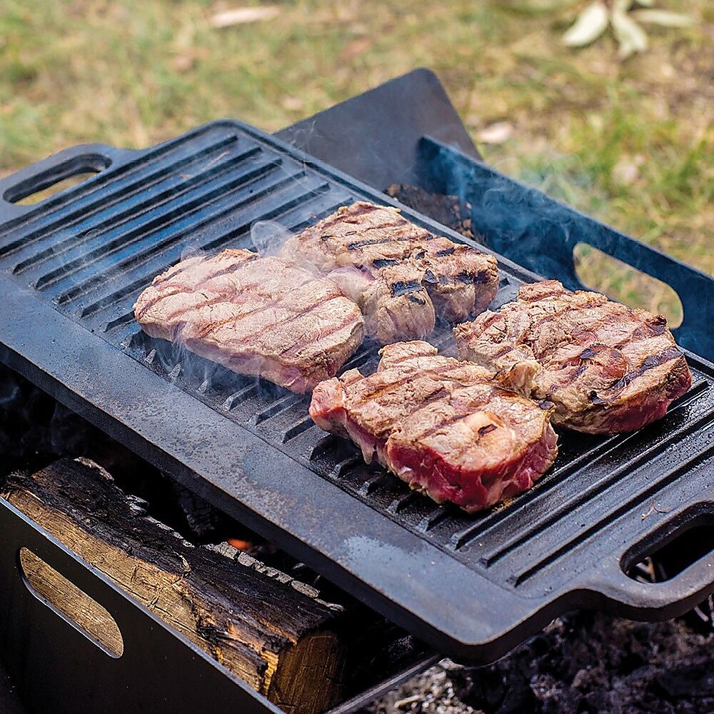 46x22 cm Cast Iron Reversible Griddle Plate BBQ Hob Cooking Grill Pan Price