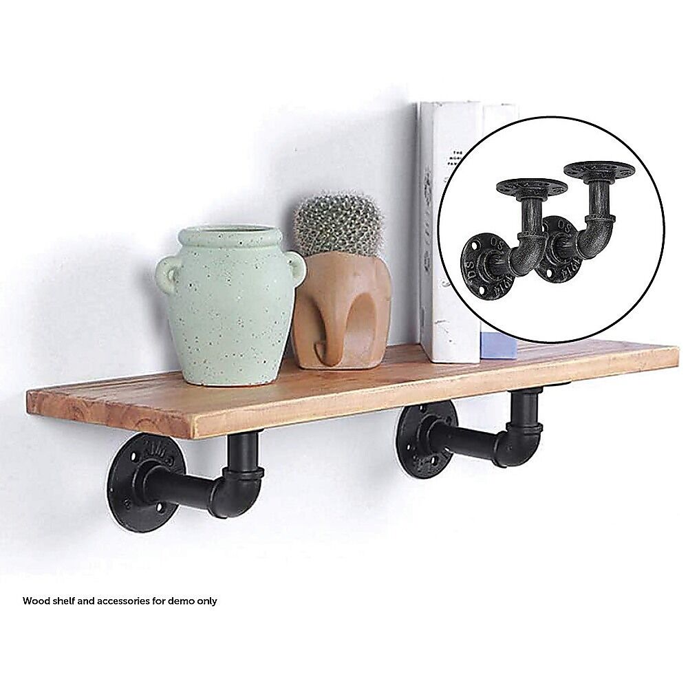 Industrial Black Iron Pipe Bracket Wall Mounted Floating Shelf - Set of 2 Price