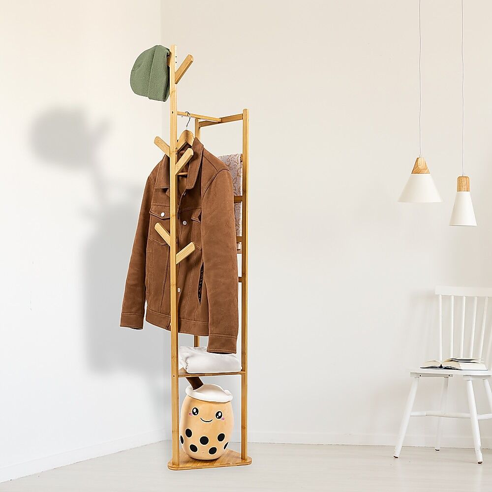 Clothes Coat Rack Garment Stand Shelf Wooden Tree Hanger Bag Hat Hook Holder Price