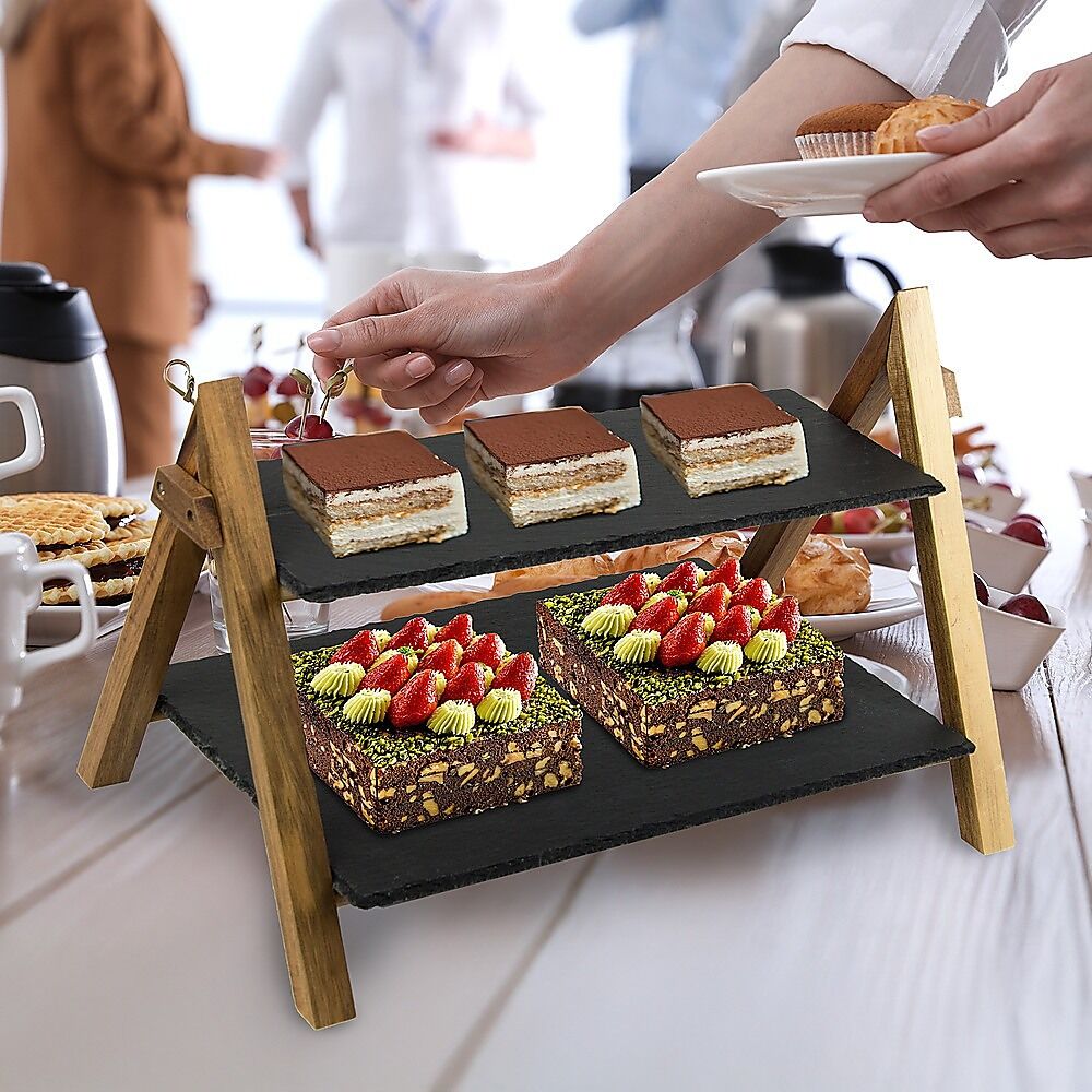 Party 2 Tier Cake Stand Slate Wedding Tiered Serving Stand Afternoon Tea Price