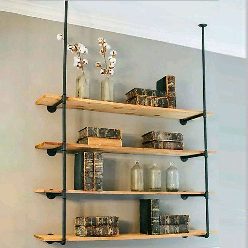 Wall Shelves Display Bookshelf Industrial DIY Pipe Shelf Rustic Brackets Price