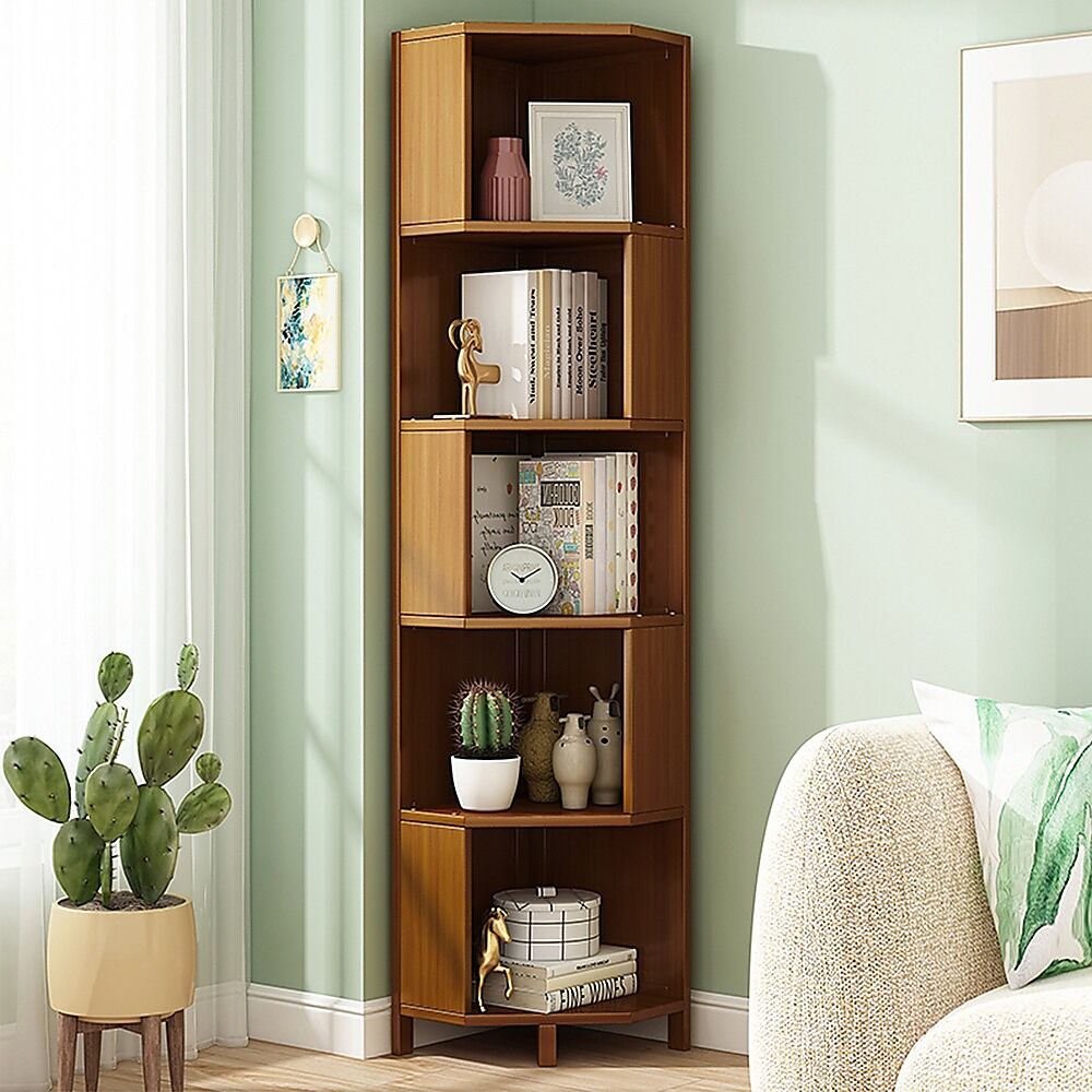 5-Shelf Corner Bookcase Industrial Bookshelf Display Storage Stand Price