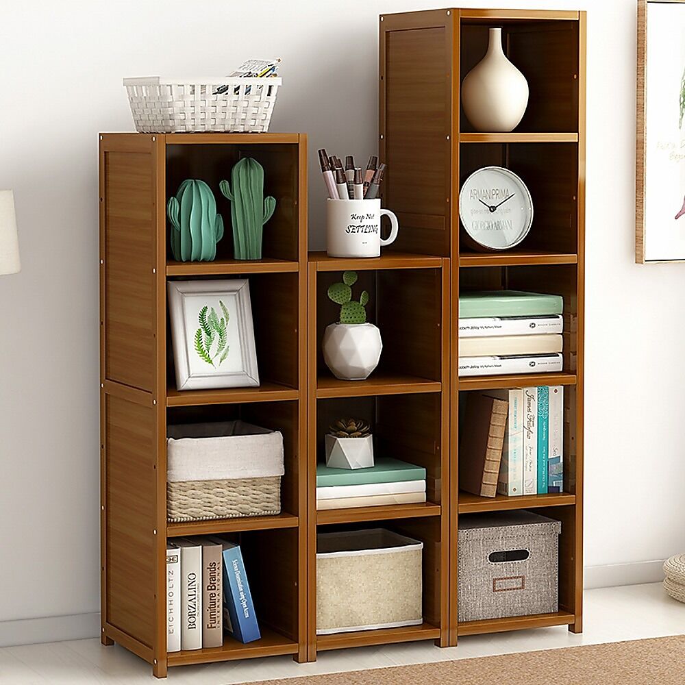 Bamboo Adjustable Shelf Bookcase Display Storage Rack Stand Livingroom Bedroom Set Price