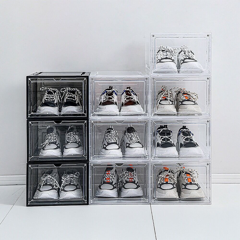 Sneaker Display Case Shoe Storage Organizer Box Stackable Plastic Clear Magnetic Price