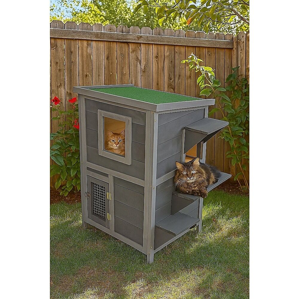 Cat House Weatherproof 2-Story Indoor Outdoor Wooden Shelter Bitumen Roof Price