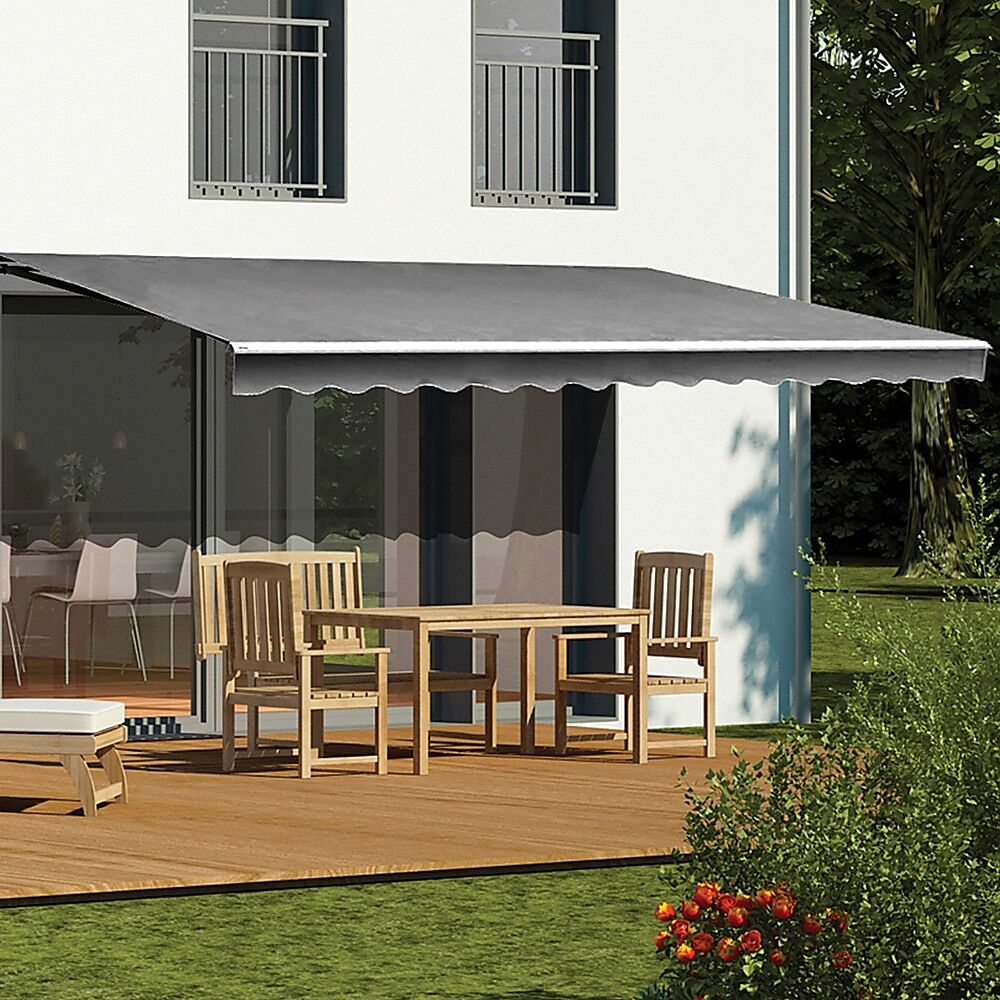 Outdoor Folding Arm Awning Retractable Sunshade Canopy Grey 4.0m x 2.5m Price