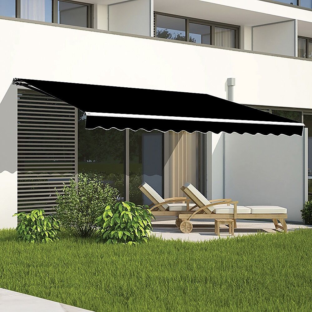 Outdoor Folding Arm Awning Retractable Sunshade Canopy Black 5.0m x 3.0m Price
