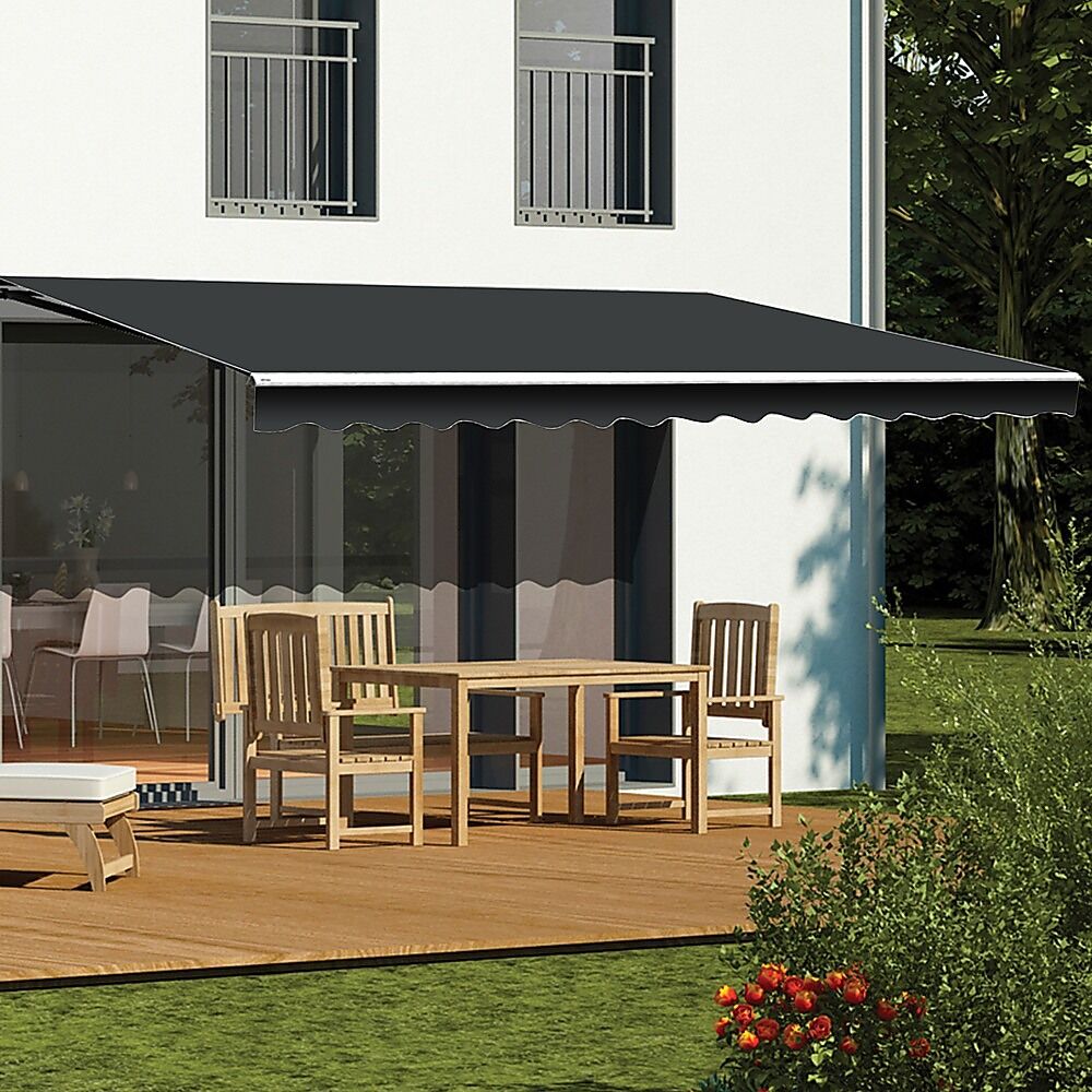 Motorised Outdoor Folding Arm Awning Retractable Sunshade Canopy Grey 4.0m x 2.5m Price