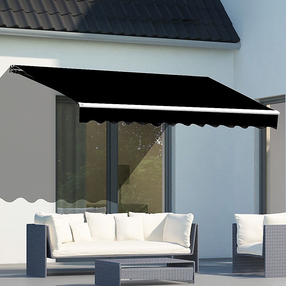 Motorised Outdoor Folding Arm Awning Retractable Sunshade Canopy Black 4.0m x 3.0m Price