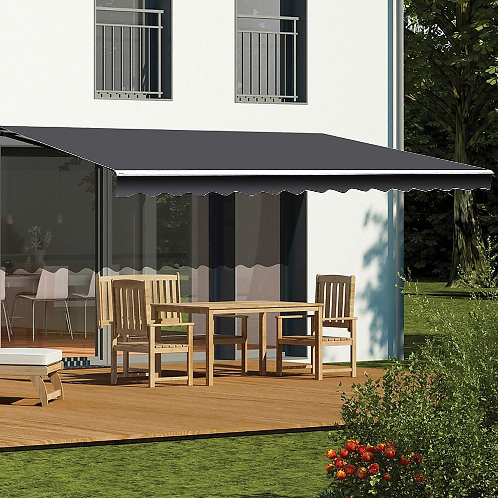 Motorised Outdoor Folding Arm Awning Retractable Sunshade Canopy Grey 5.0m x 2.5m Price