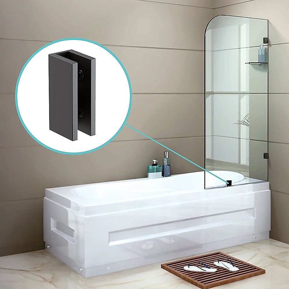 70cm Frameless Glass Bath Screen with Brackets - Black Price