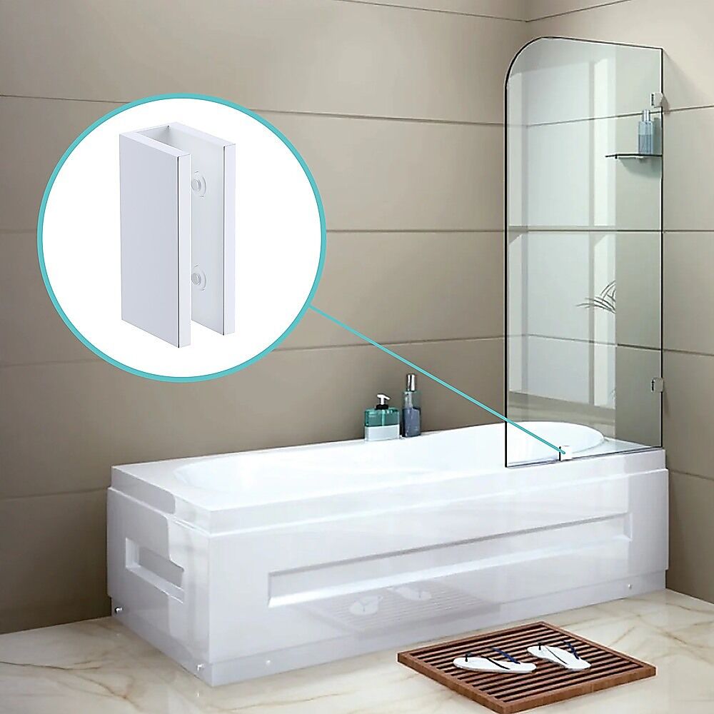70cm Frameless Glass Bath Screen with Brackets - White Price