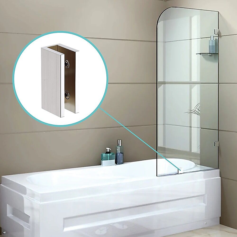 70cm Frameless Glass Bath Screen with Brackets - Nickel Price