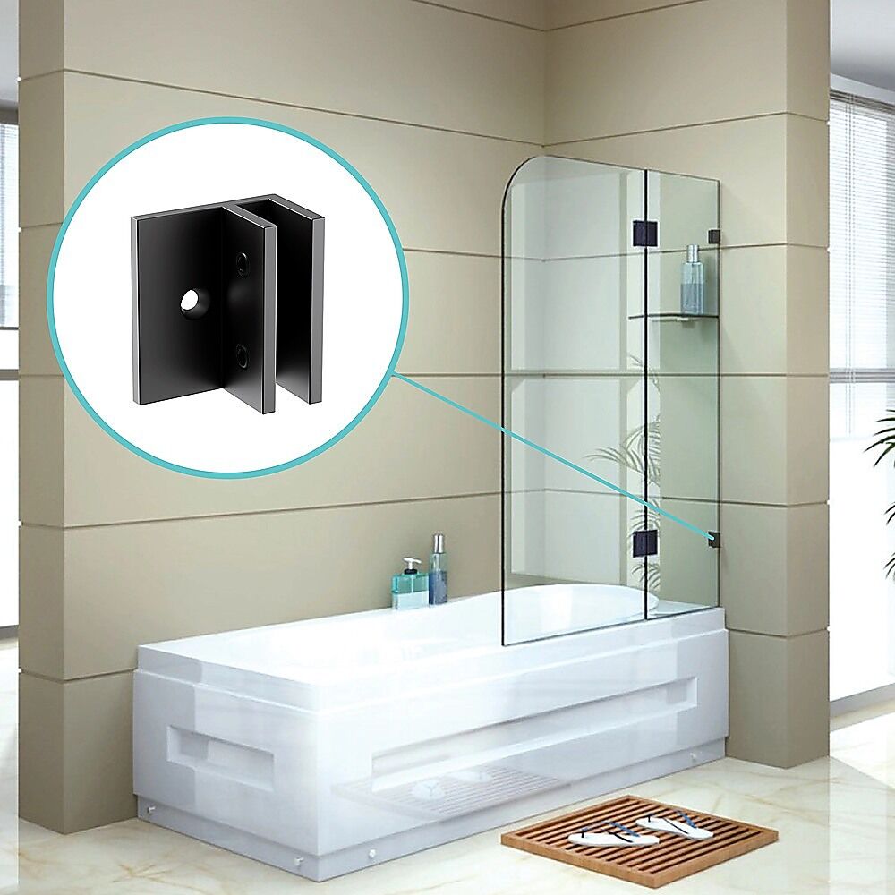 70cm Frameless Glass Bath Screen with Brackets - Black Price
