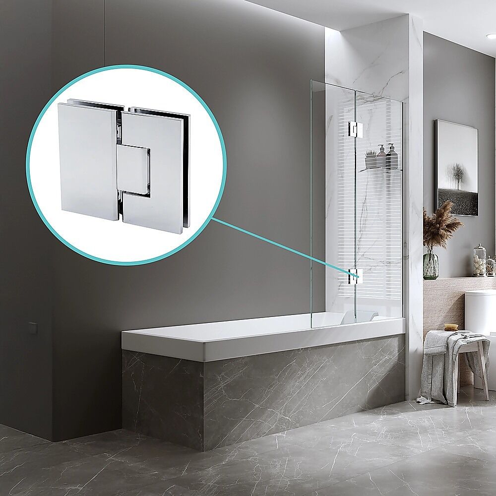 100cm Frameless Glass Bath Screen with Brass Brackets - Chrome Price