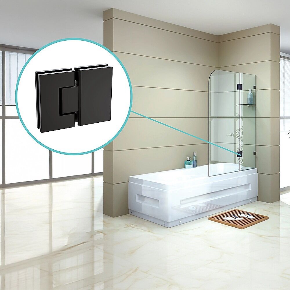 100cm Frameless Glass Bath Screen with Brass Brackets - Black Price