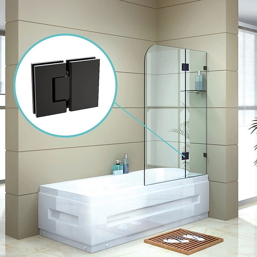 100cm Frameless Glass Bath Screen with Brass Brackets - Black Price