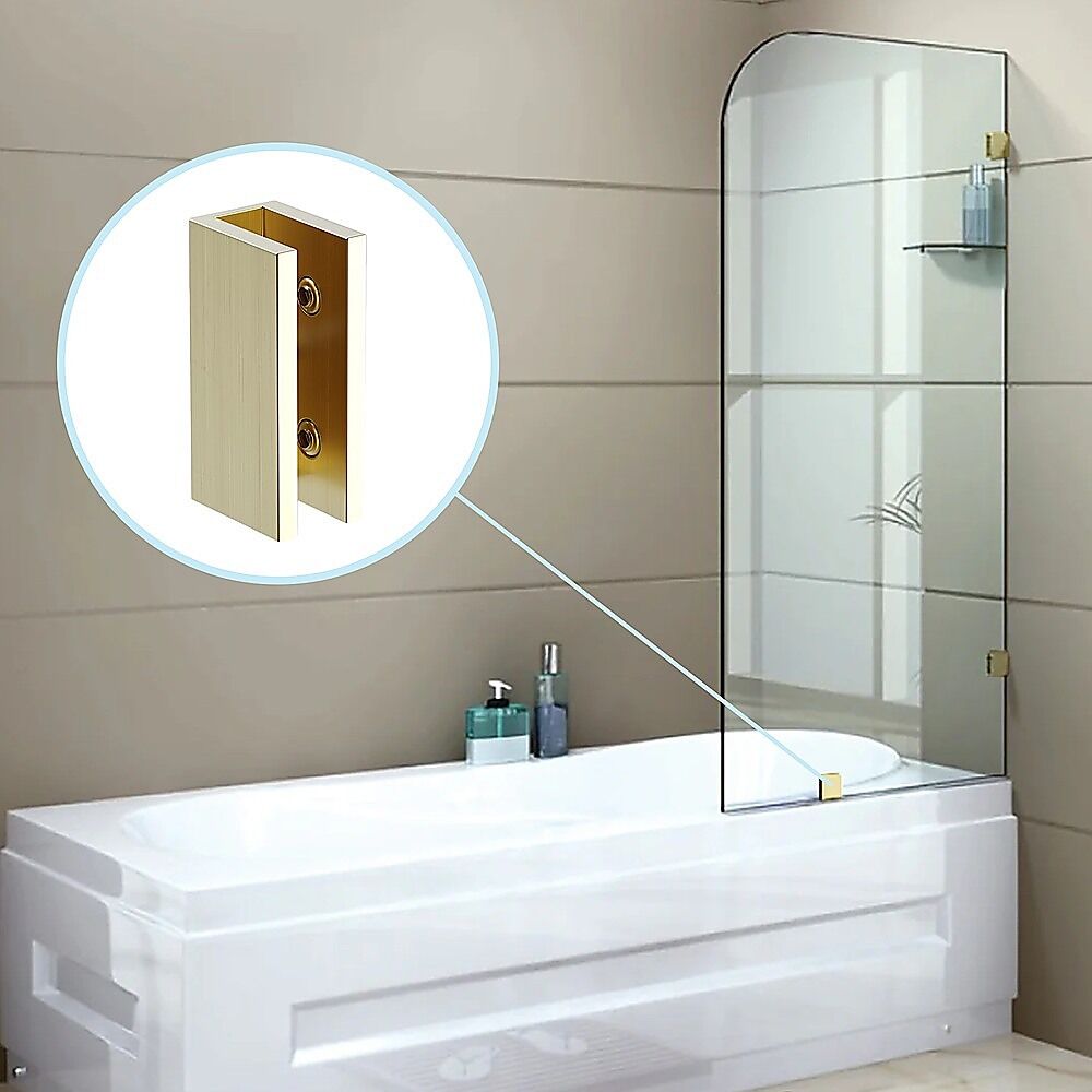 100cm Frameless Glass Bath Screen with Brass Brackets - Gold Price